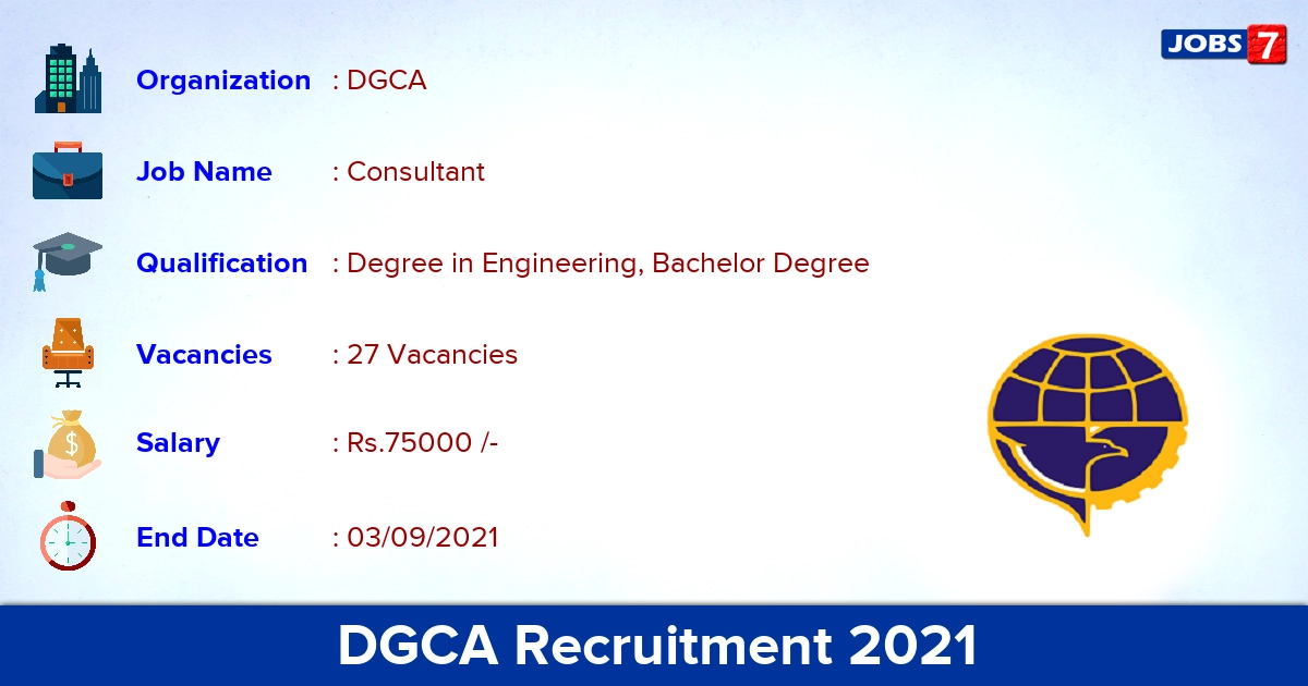 DGCA Recruitment 2021 - Apply Offline for 27 Consultant Vacancies