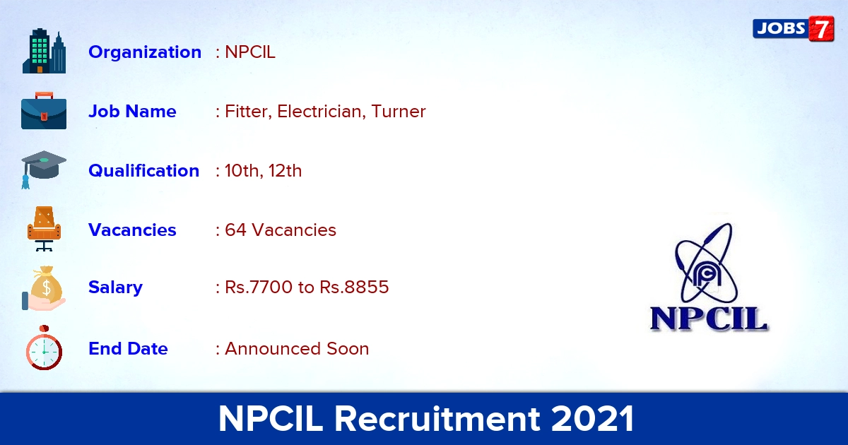 NPCIL Recruitment 2021 - Apply Online for 64 Fitter, Electrician Vacancies