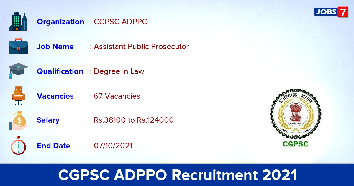 CGPSC ADPPO Recruitment 2021 - Apply Online for 67 Vacancies
