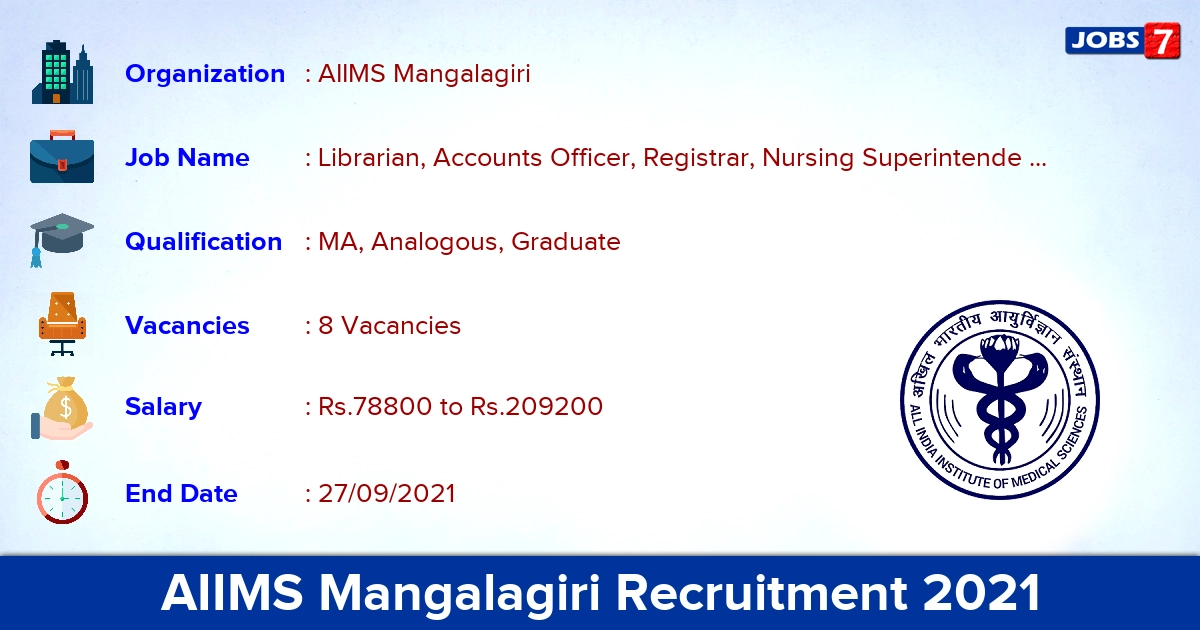 AIIMS Mangalagiri Recruitment 2021 - Apply Offline for Nursing Superintendent Jobs