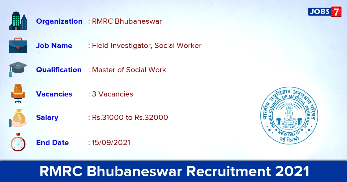 RMRC Bhubaneswar Recruitment 2021 - Apply Online for Field Investigator Jobs