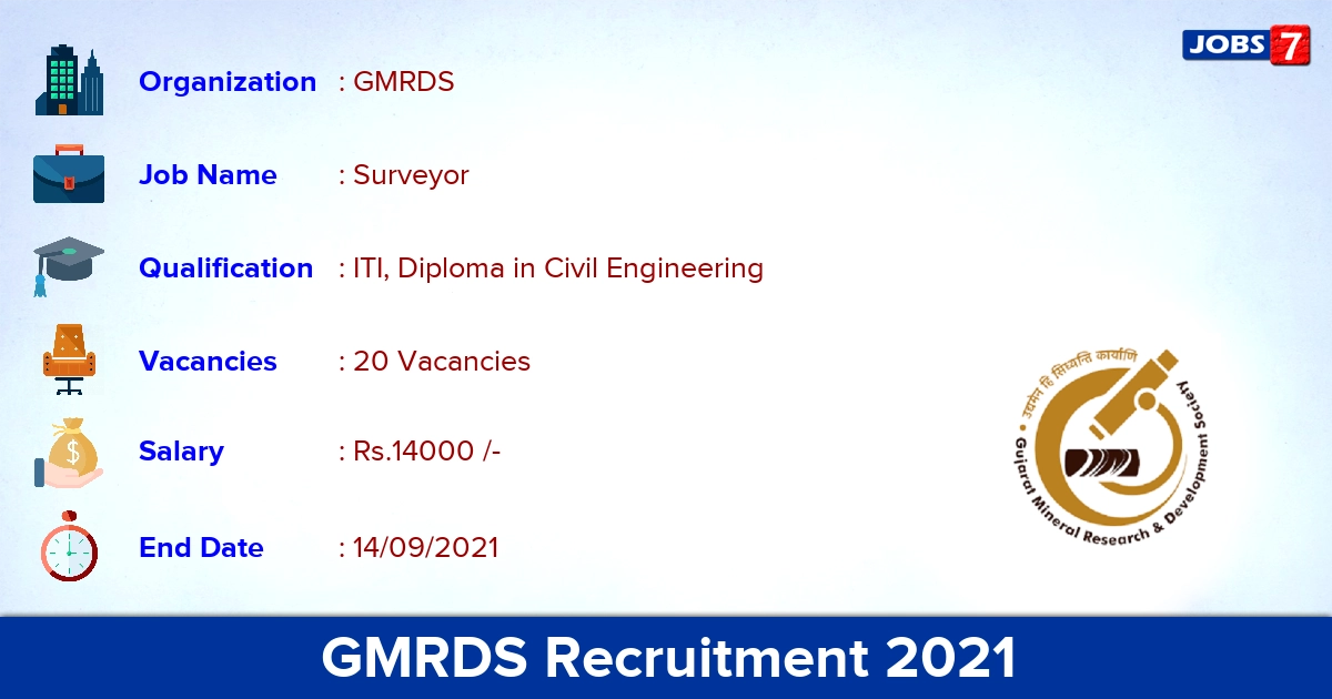 GMRDS Recruitment 2021 - Apply Offline for 20 Surveyor Vacancies