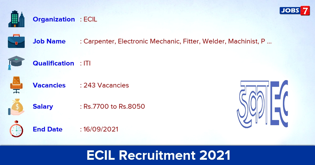 ECIL Recruitment 2021 - Apply Online for 243 Electronic Mechanic, Fitter Vacancies ECIL Recruitment 2021 - Apply Online for 243 Electronic Mechanic, Fitter Vacancies