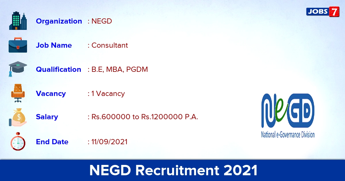 NEGD Recruitment 2021 - Apply Online for Consultant Jobs