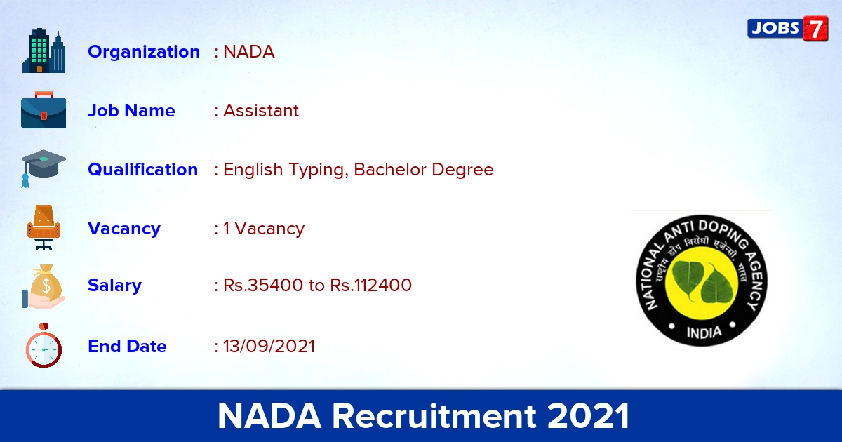 NADA Recruitment 2021 - Apply Offline for Panel Assistant Jobs