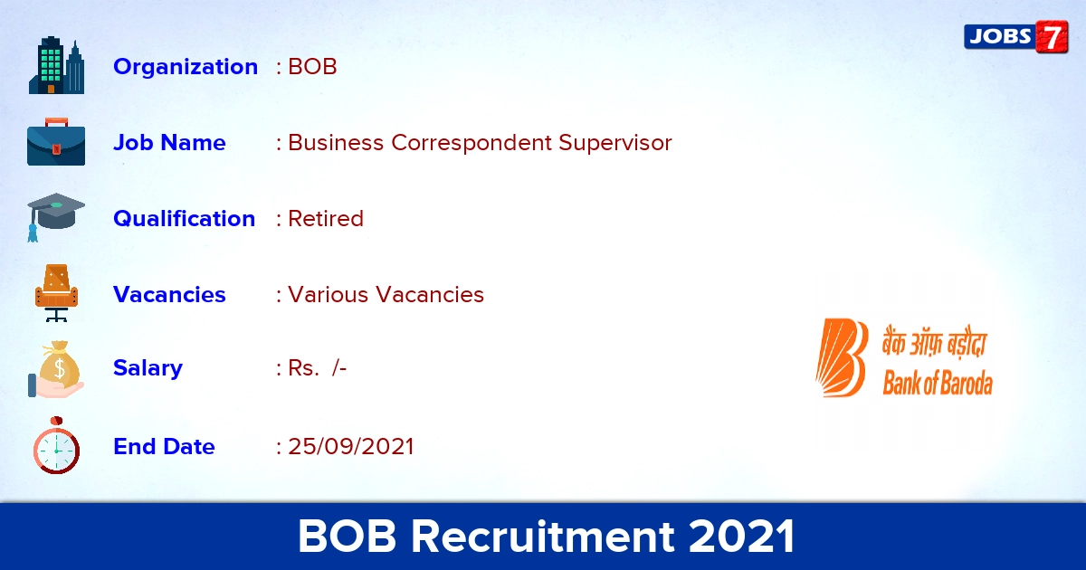 BOB Recruitment 2021 - Apply Offline for BC Supervisor Vacancies