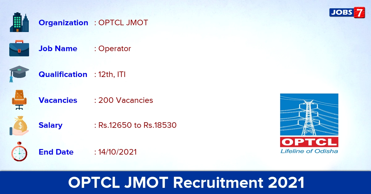 OPTCL JMOT Recruitment 2021 - Apply Online for 200 Vacancies