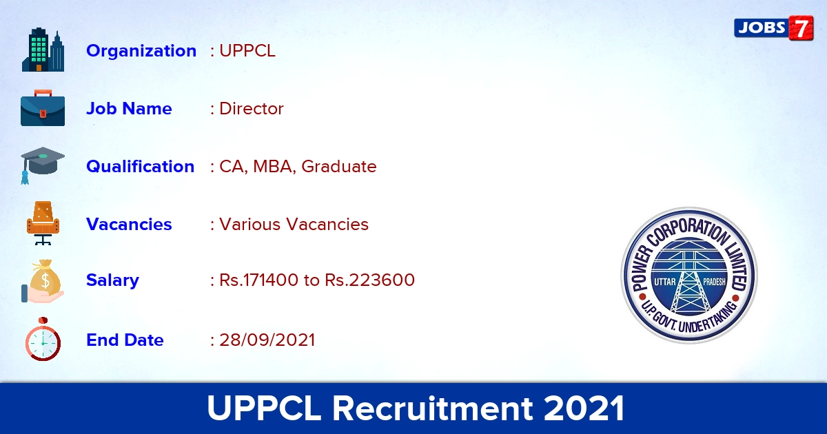 UPPCL Recruitment 2021 - Apply Online for Director Vacancies