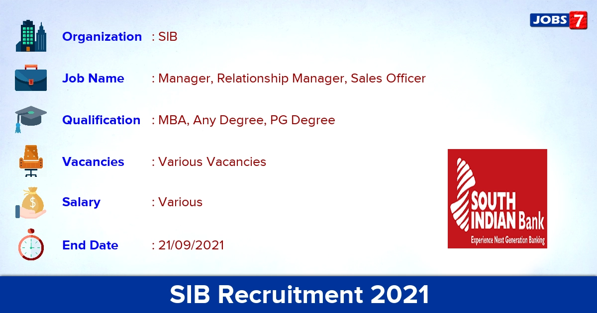 SIB Recruitment 2021 - Apply Online for Sales Officer Vacancies SIB Recruitment 2021 - Apply Online for Sales Officer Vacancies