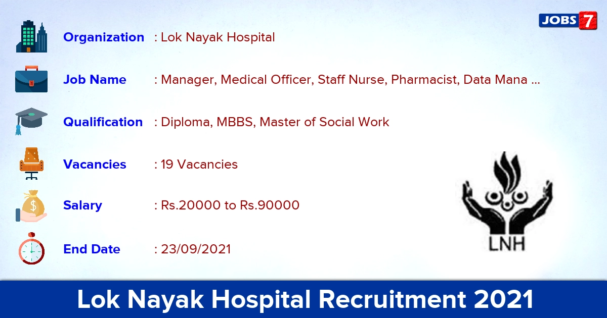 Lok Nayak Hospital Recruitment 2021 - Apply Direct Interview for 19 Occupational Therapist Vacancies