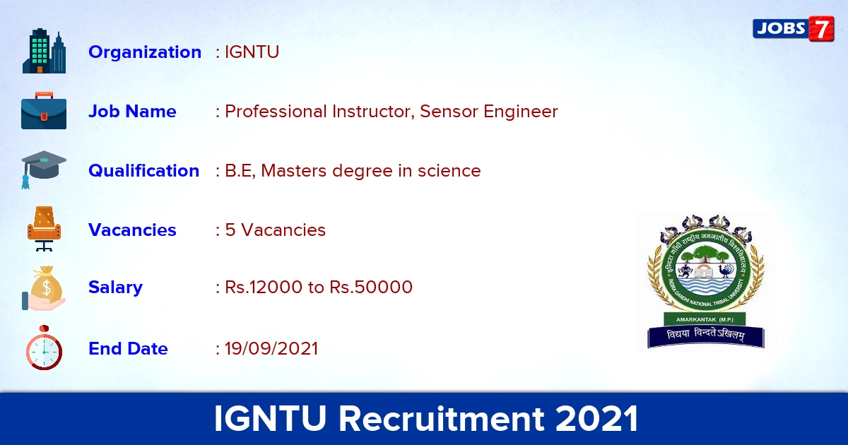 IGNTU Recruitment 2021 - Apply Online for Sensor Engineer Jobs