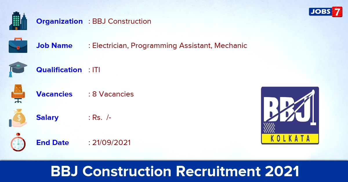 BBJ Construction Recruitment 2021 - Apply Online for Electrician, Mechanic Jobs