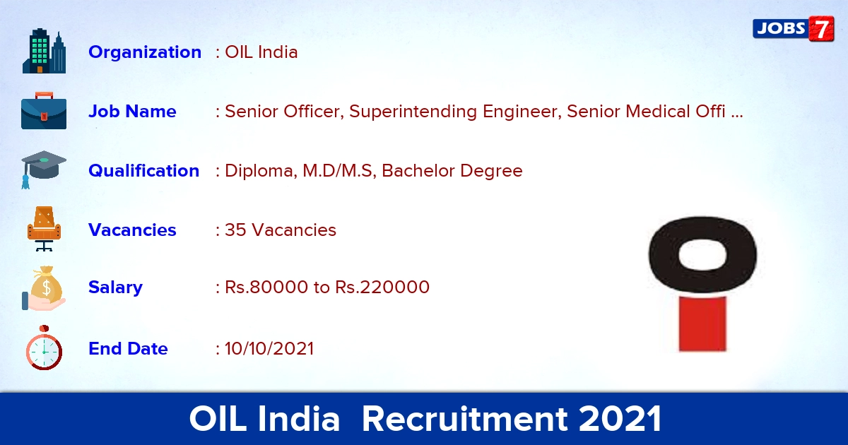 OIL India Recruitment 2021 - Apply Online for 35 Senior Officer Vacancies