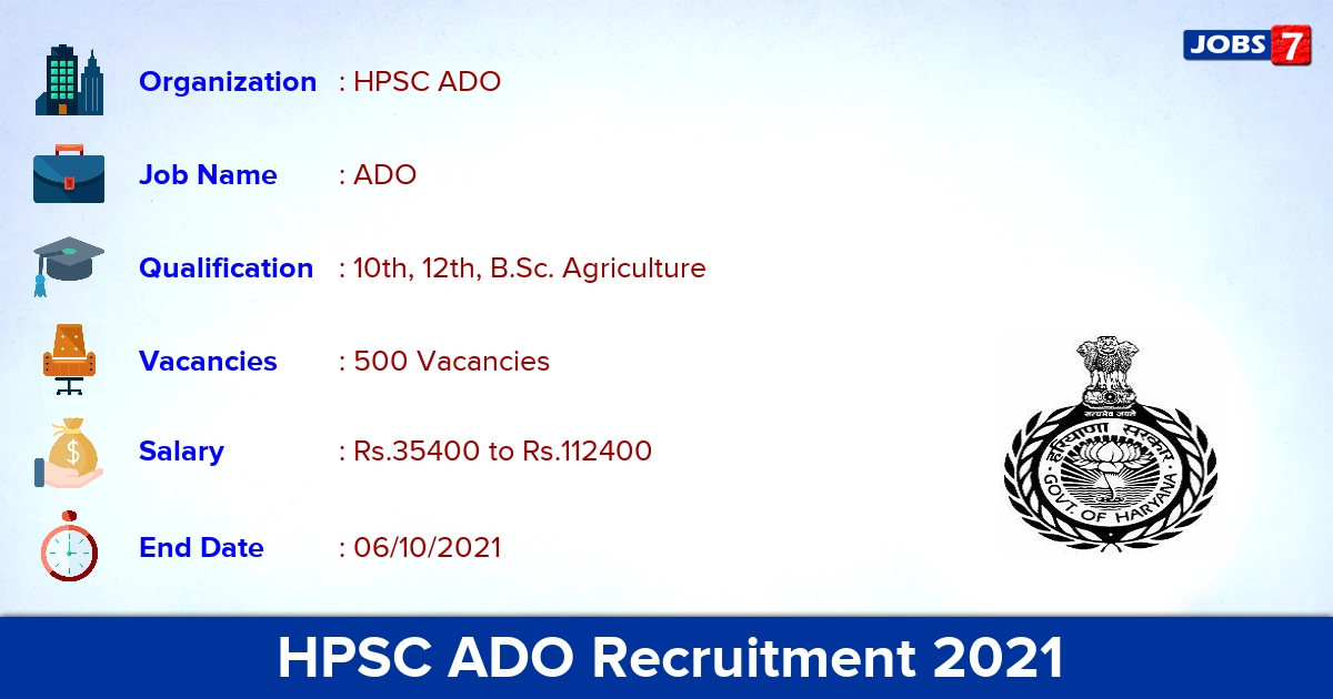 HPSC ADO Recruitment 2021 - Apply Online for 500 Vacancies (Last Date Extended)