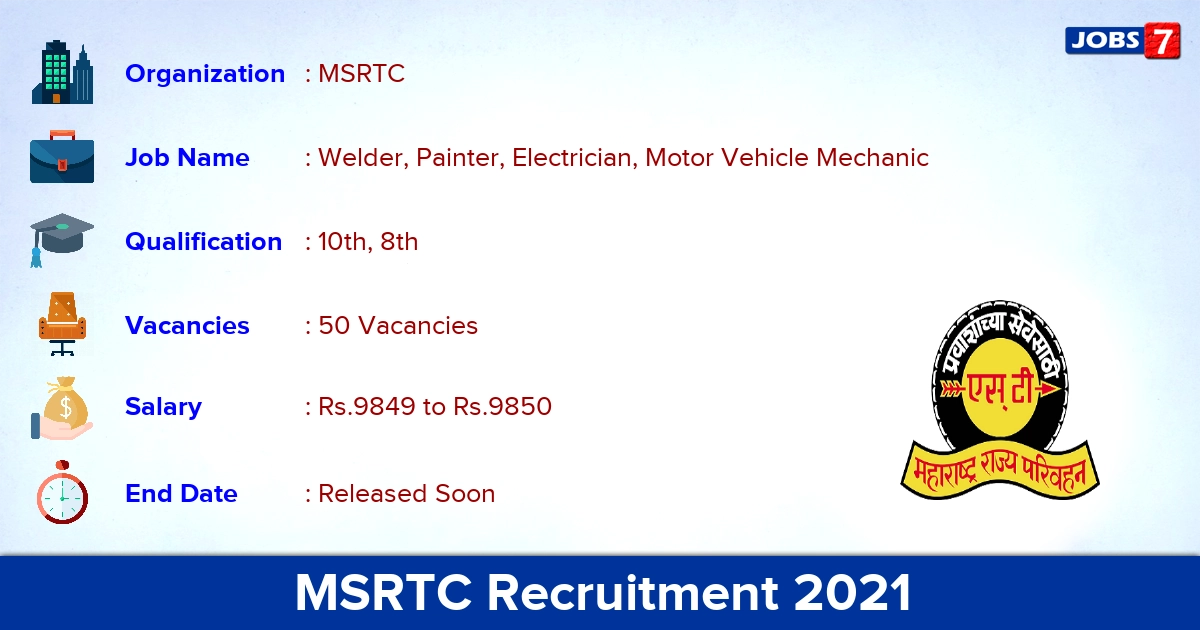 MSRTC Recruitment 2021 - Apply Online for 50 Welder, Painter Vacancies