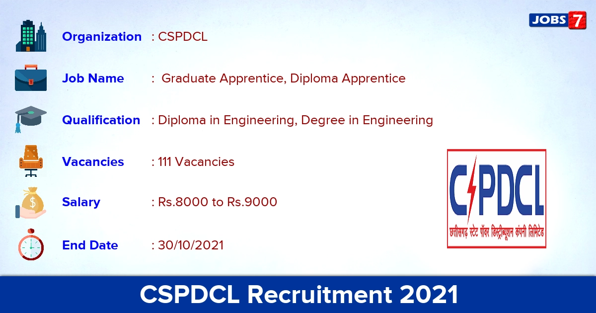 CSPDCL Recruitment 2021 - Apply for 111 Apprentice Vacancies