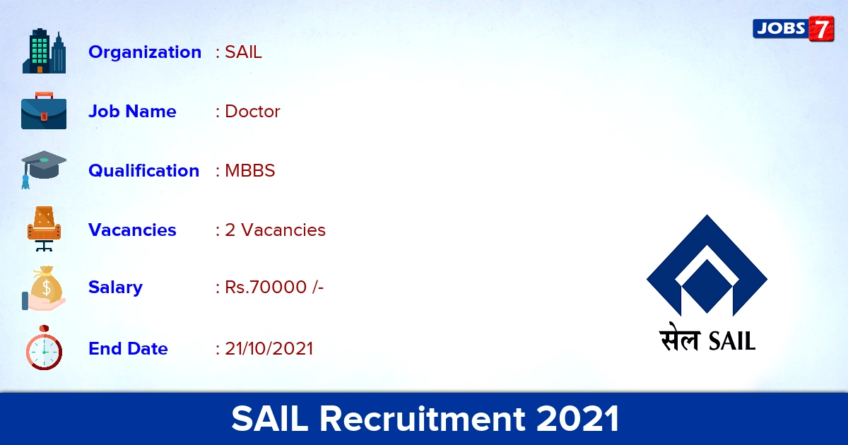 SAIL Recruitment 2021 - Direct Interview for Doctor Jobs