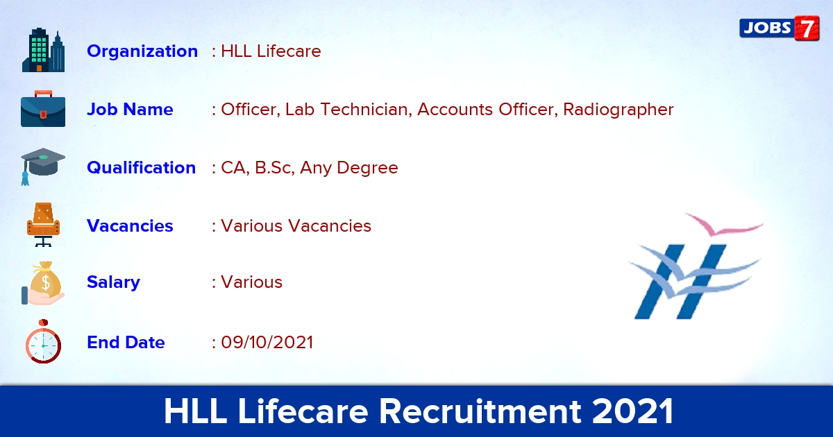 HLL Lifecare Recruitment 2021 - Direct Interview for Radiographer Vacancies