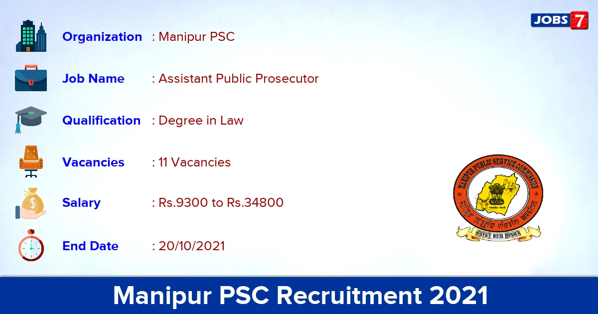 Manipur PSC APP Recruitment 2021 - Apply Online for 11 Vacancies