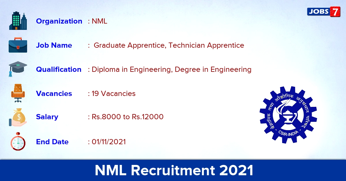 NML Recruitment 2021 - Apply Online for 19 Apprentice Vacancies