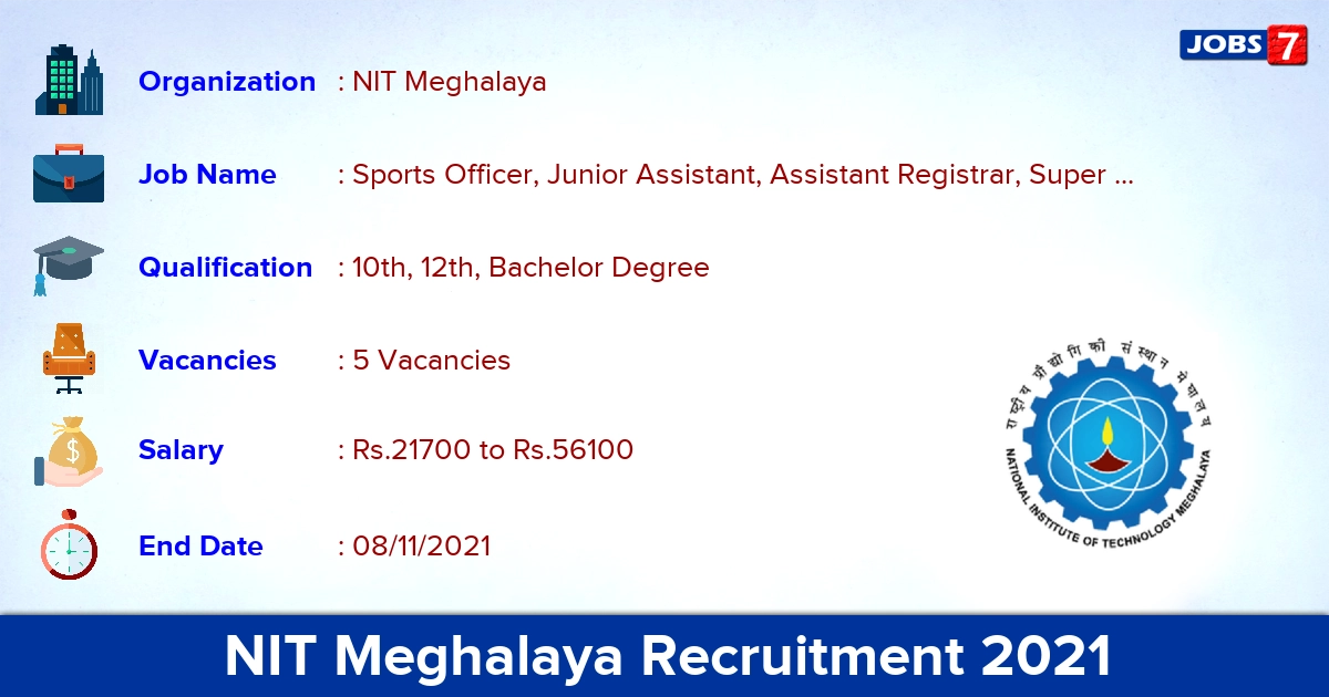NIT Meghalaya Recruitment 2021 - Apply Online for Sports Officer Jobs