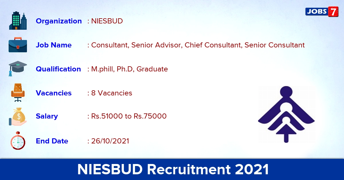 NIESBUD Recruitment 2021 - Apply Online for Consultant Jobs