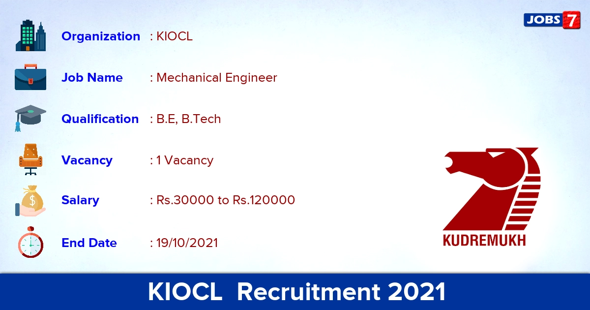 KIOCL Recruitment 2021 - Interview for Mechanical Engineer Jobs