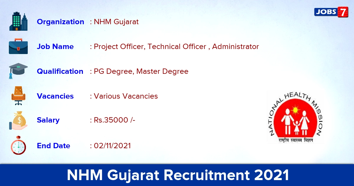 NHM Gujarat Recruitment 2021 - Apply Online for Technical Officer Vacancies