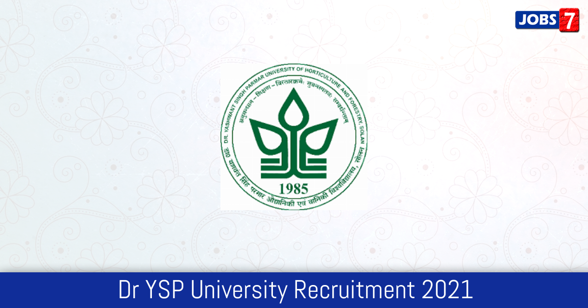 Dr YSP University Recruitment 2024:  Jobs in Dr YSP University | Apply @ www.yspuniversity.ac.in