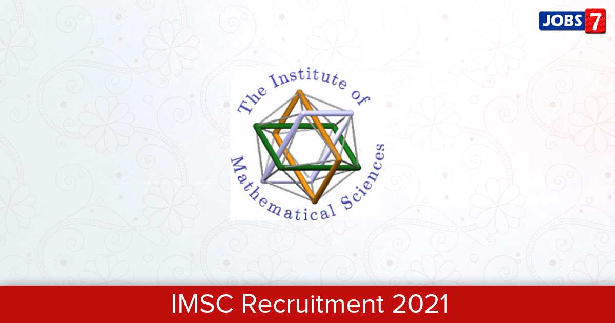 IMSC Recruitment 2023: 1 Jobs in IMSC | Apply @ www.imsc.res.in
