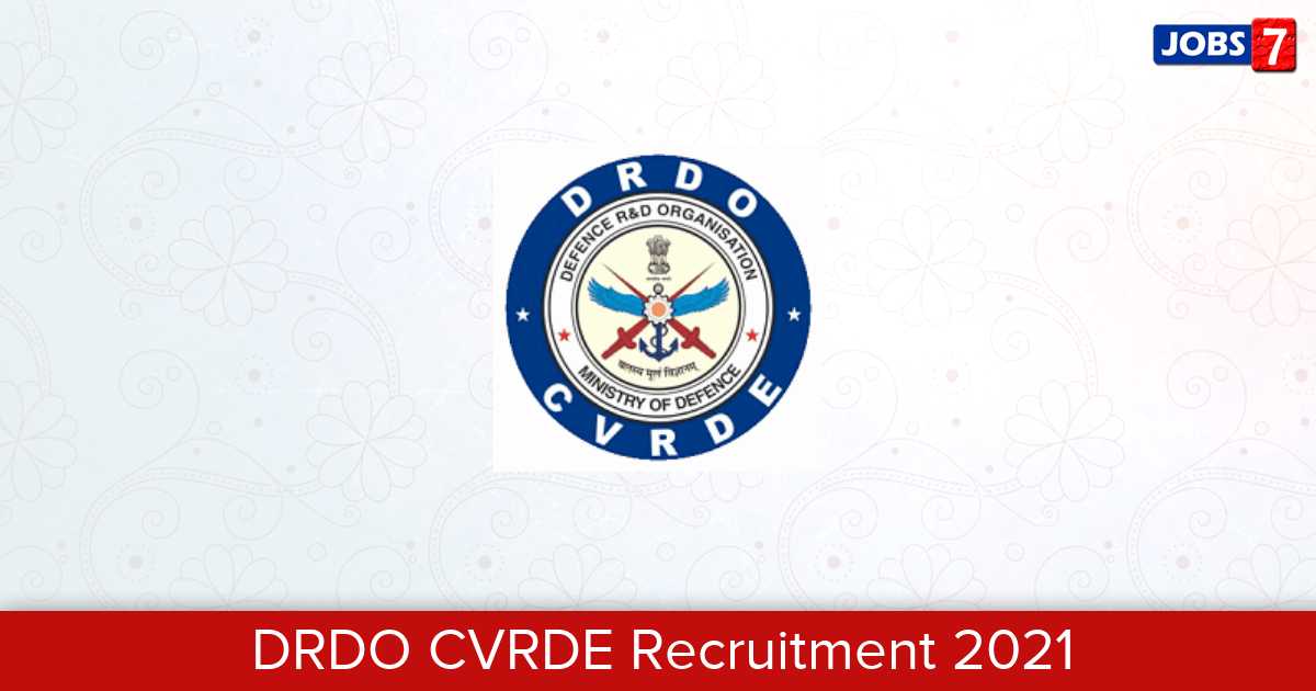 DRDO CVRDE Recruitment 2024:  Jobs in DRDO CVRDE | Apply @ drdo.gov.in