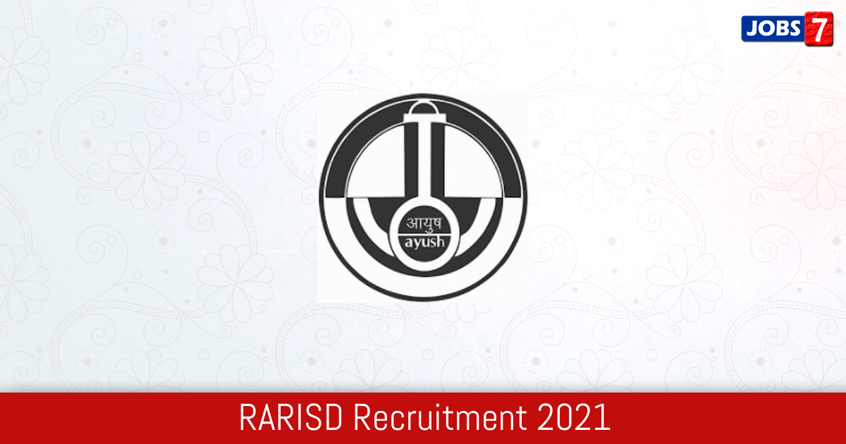 RARISD Recruitment 2024:  Jobs in RARISD | Apply @ www.ccras.nic.in