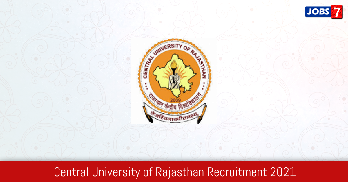 Central University of Rajasthan Recruitment 2024:  Jobs in Central University of Rajasthan | Apply @ curaj.ac.in