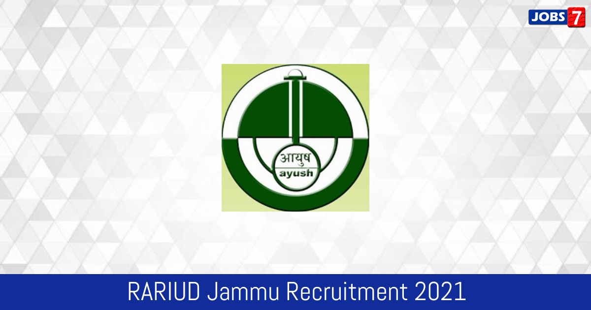 RARIUD Jammu Recruitment 2024:  Jobs in RARIUD Jammu | Apply @ ccras.nic.in