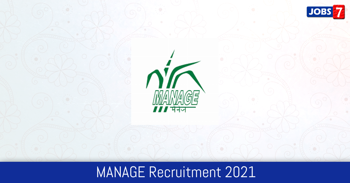 MANAGE Recruitment 2024:  Jobs in MANAGE | Apply @ www.manage.gov.in