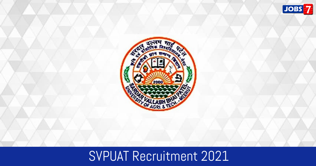 SVPUAT Recruitment 2024:  Jobs in SVPUAT | Apply @ www.svbpmeerut.ac.in