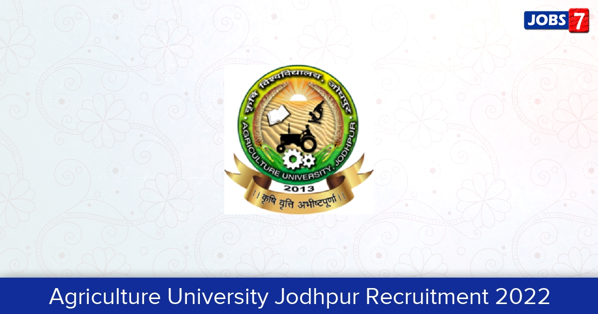 Agriculture University Jodhpur Recruitment 2024:  Jobs in Agriculture University Jodhpur | Apply @ www.aujodhpur.ac.in