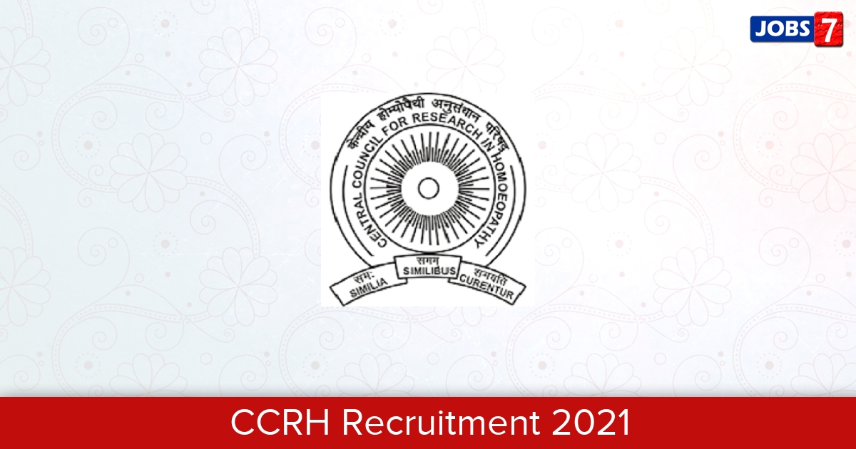 CCRH Recruitment 2024:  Jobs in CCRH | Apply @ www.ccrhindia.nic.in