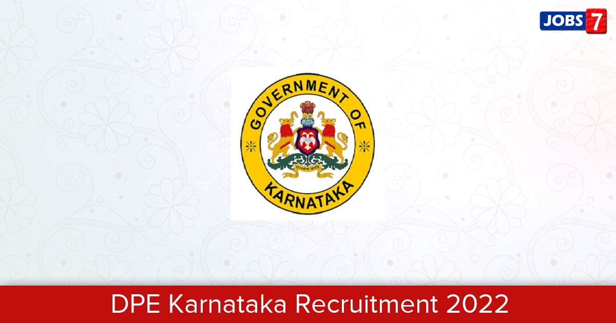 DPE Karnataka Recruitment 2023:  Jobs in DPE Karnataka | Apply @ dpe.karnataka.gov.in
