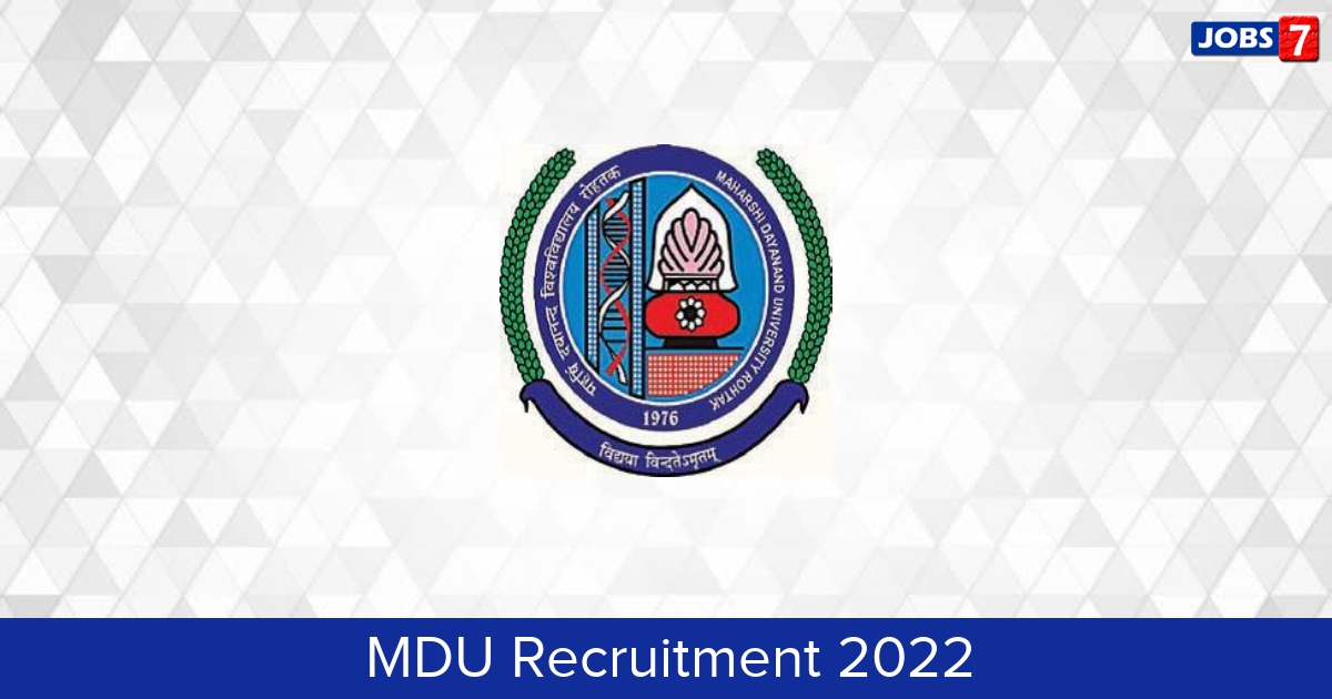 MDU Recruitment 2024:  Jobs in MDU | Apply @ mdu.ac.in