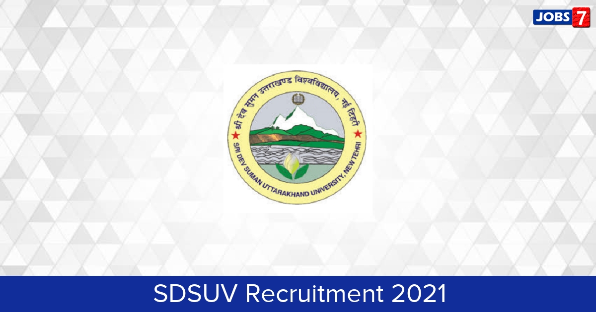 SDSUV Recruitment 2024:  Jobs in SDSUV | Apply @ www.sdsuv.ac.in